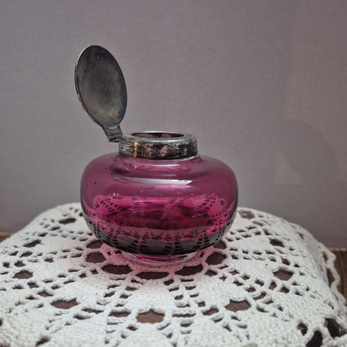 Vtg cranberry glass silver - vtg,
