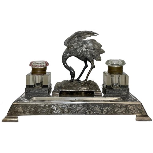 Victorian silver plate crane - silver,