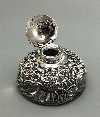 Victorian silver inkwell - victorian,