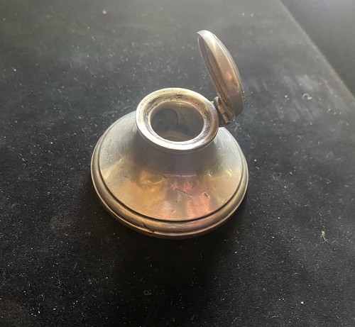 Antique silver capstan inkwell - antique,