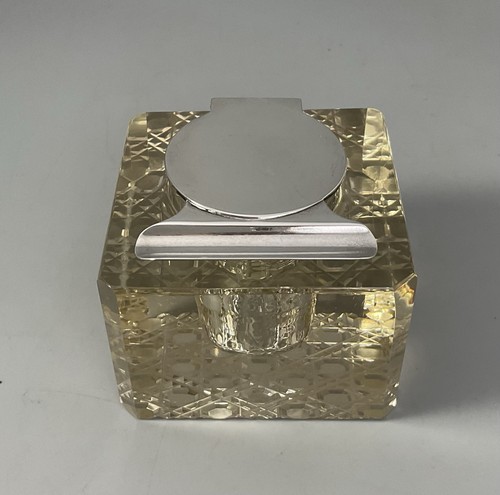 Glass desktop inkwell silver - glass,