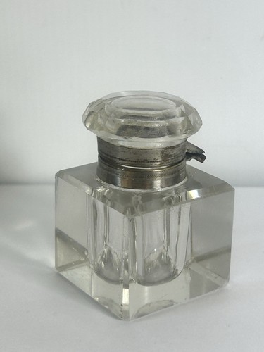 Antique glass inkwell with - antique,