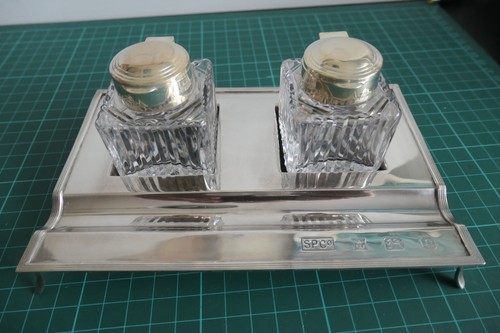 Solid silver inkwell stand
