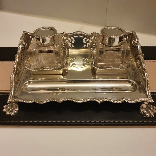 Solid silver double - solid, inkstand