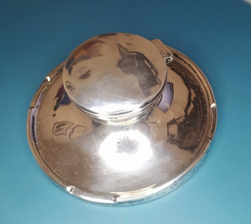 Antique silver capstan inkwell