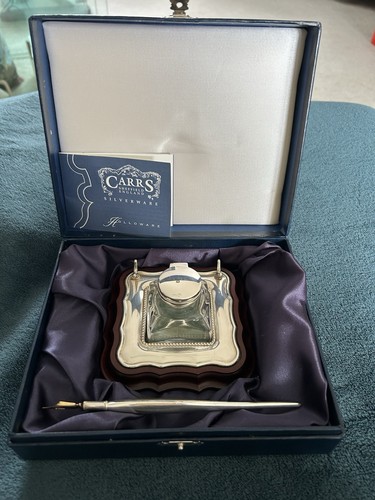 Silver inkwell and pen - and,