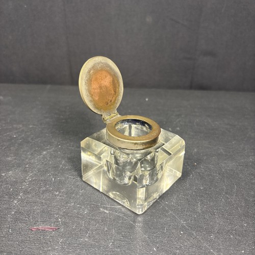 Glass square ink well with - ink,