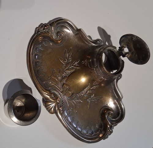 Inkwell ornate brass believed