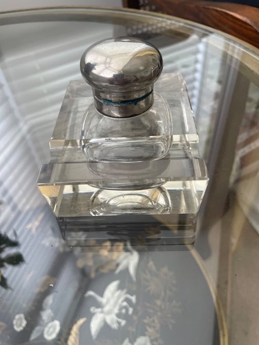 Antique glass ink well with